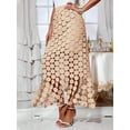 thumbnail image 2 of Lace Patchwork Women's Hollow Out Maxi Skirts High Waisted Boho Fringe Hem Long Skirt, 2 of 6