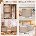 thumbnail image 3 of Natubeau 3 Pack Woven Storage Basket for Shelves, Cotton Rope Storage Bins for Toys Books, Storage Baskets for Organizing, 14.96"X9.8"X8.85", Brown, 3 of 9