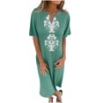 thumbnail image 2 of ATENAR Dresses for Women Casual Lightweight Dresses Printed Dress Green L, 2 of 8
