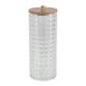 thumbnail image 1 of Unique Bargains 1 Pc Soporte para Hisopos de Algodón Cilíndrico con Patrón de Diamante y Tapa de Bambú Transparente Tono de Madera, 1 of 6