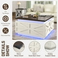 thumbnail image 3 of ChVans Farmhouse Lift Top Coffee Table, 35.8'' Large Square Coffee Table with Flip-Up Hidden Storage Compartment, White Center Table with LED Light for Living Room, Bedroom, Home Office, 3 of 9