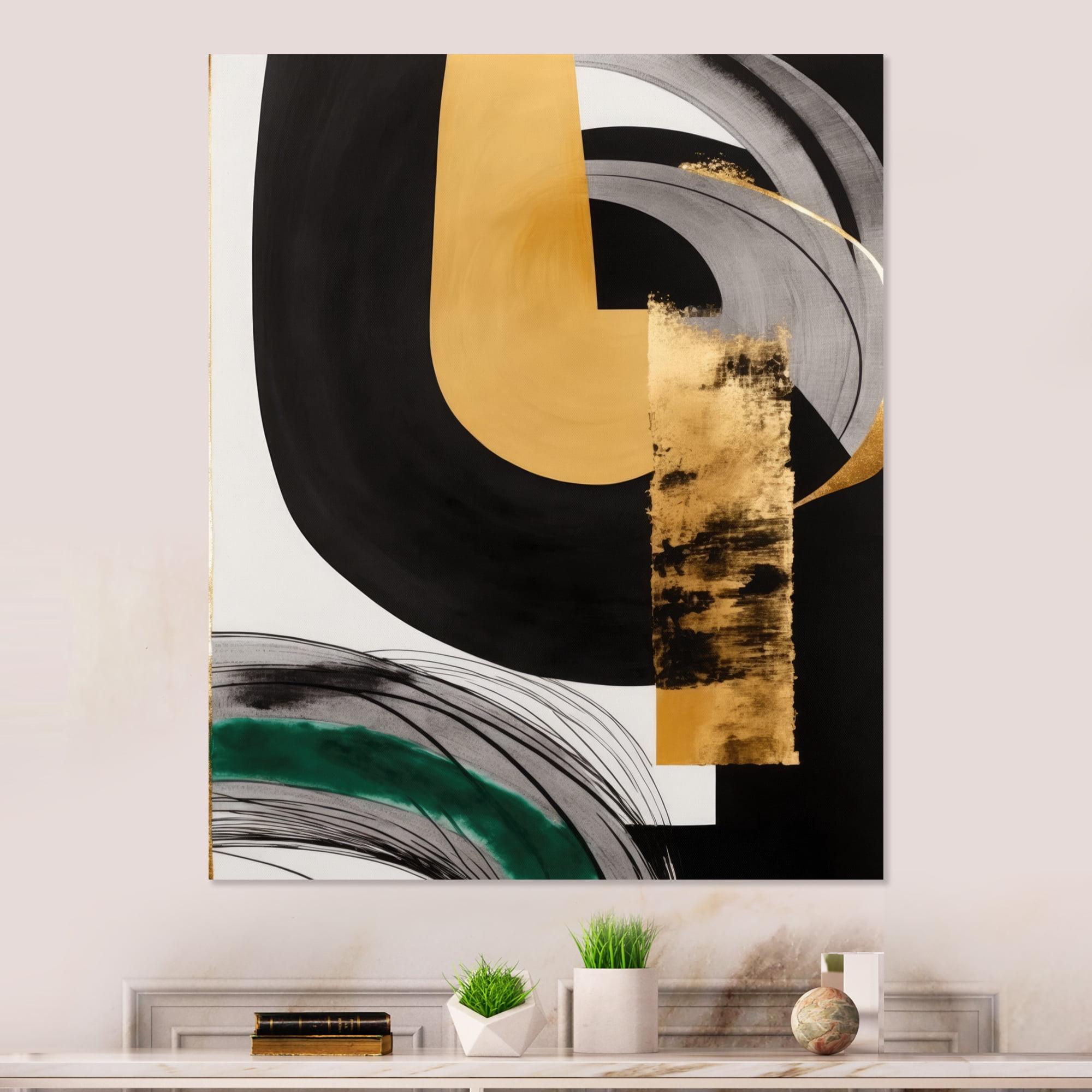 Designart Modern Green Art Deco II Canvas Wall Art