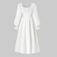 thumbnail image 3 of OGLCCG Girls A-Line Long Dresses French Square Neck Puff Sleeve Elegant Waist Tie Flowy Dress Casual Outing Party Birthday Princess Dress 8-15 Years, 3 of 5