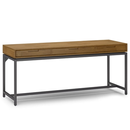 Simpli Home Banting SOLID HARDWOOD Industrial 72 inch Wide Desk in Medium Saddle Brown
