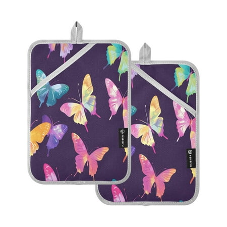 

Vzayy Kitchen Pot Holders Sets Heat Resistants for Cooking Baking Light Purple Butterfly