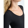 thumbnail image 3 of Joyspun Women's Seamless Scoop Neck Thong Bodysuit with Long Sleeves, Sizes XS-3XL, 3 of 7
