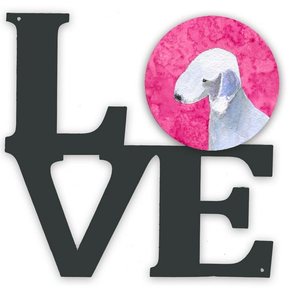 Pink Bedlington Terrier Metal Wall Artwork LOVE