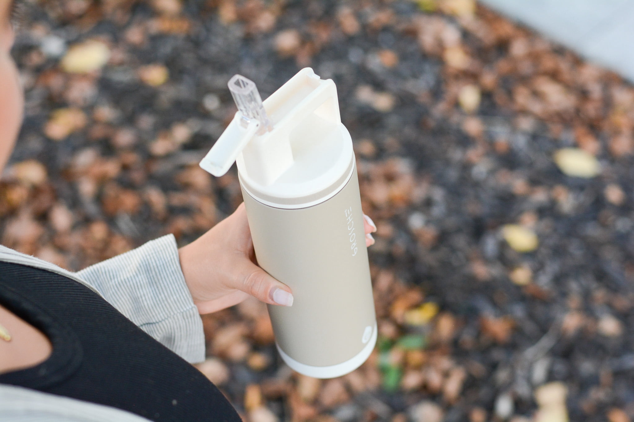 GROSCHE ALPINE Flip 'N Sip Insulated Water Bottle With Straw - 20oz, Sand Beige
