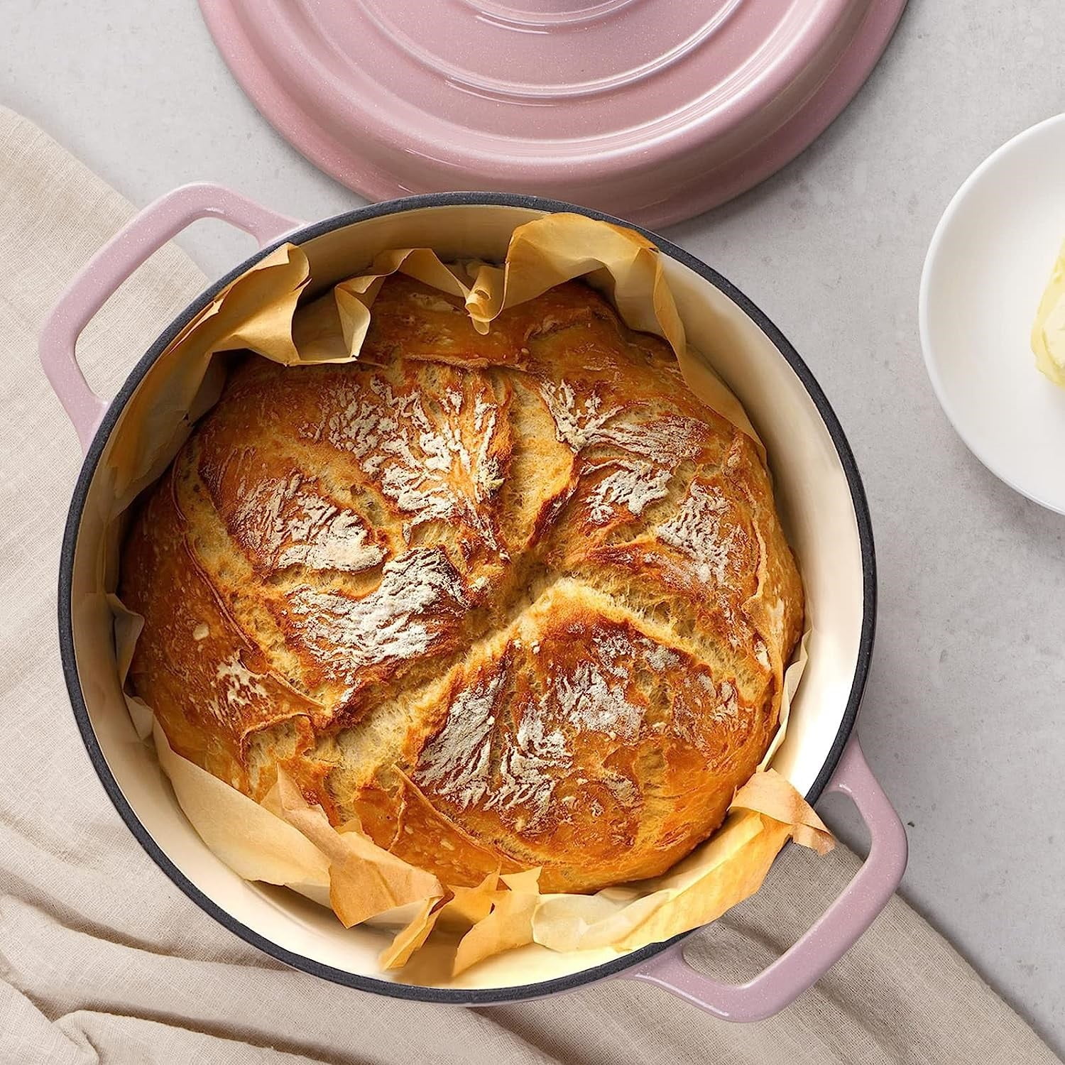 ROYDX Dutch Oven Pot with Lid, Enameled Cast Iron Coated Dutch Oven 4 QT  Deep Round Oven, Non-Stick Pan with Dual Handle for Braising Broiling Bread