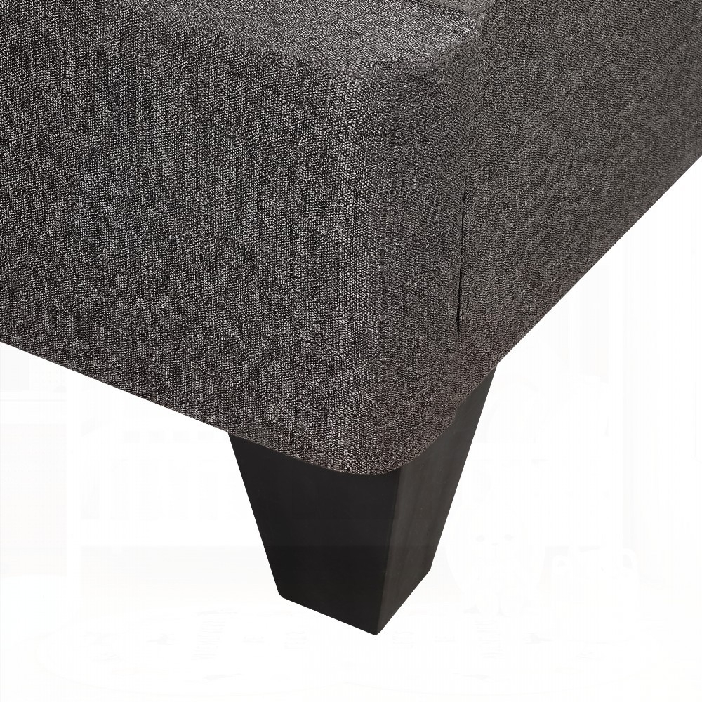 Contemporary 14 in. Queen Size Mattress Foundation with Dark Gray Upholstery