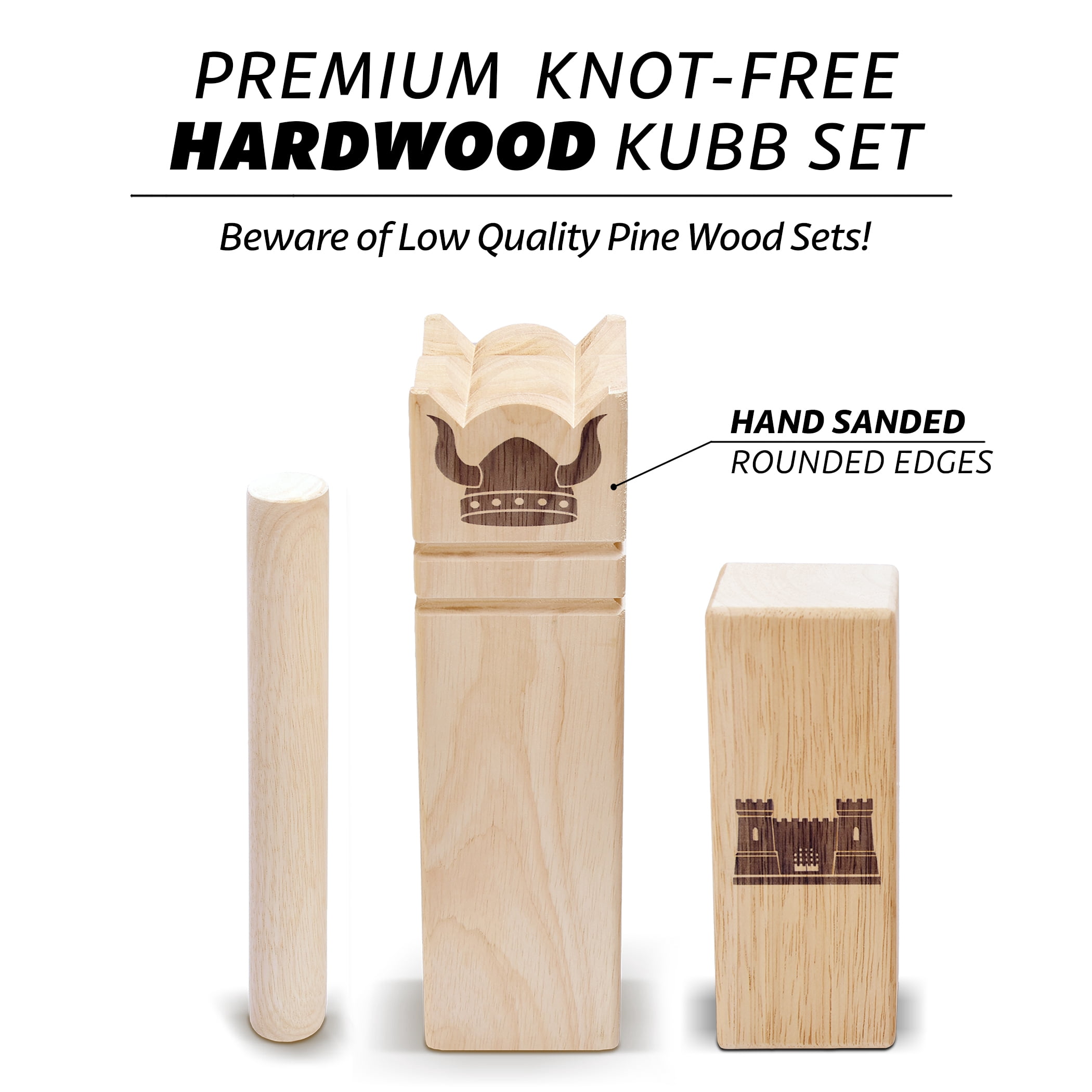 GoSports Backyard Size Premium Wood Kubb Viking Clash Toss Game Set for Kids & Adults