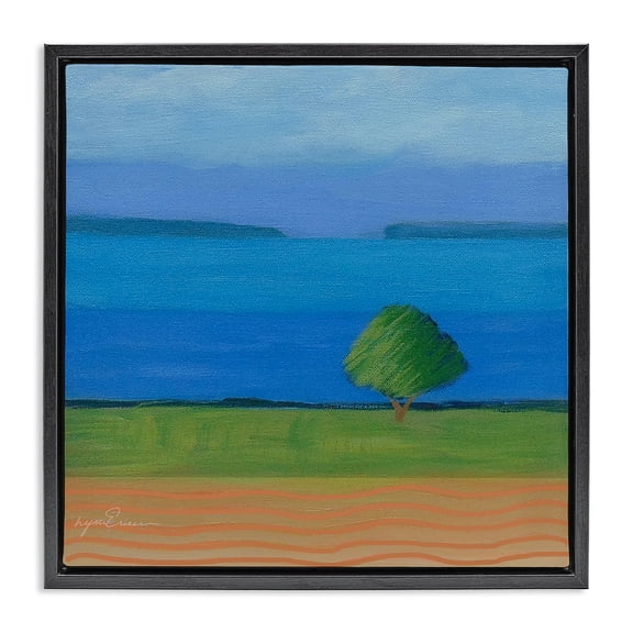 Stupell Industries Coastal Lone Tree at Spring Cove Black Floating Frame Canvas Art, 18 x 18, by Lynn Ericson Fine Art