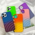 thumbnail image 6 of Compatible with iPhone 13 Pro Max Phone Case Girls Cute Gradient Bicolor Crimp Wave Pattern Soft Silicone Shockproof Camera Protective Back Cover Slim Phone Case for Women - Blue Wine Red, 6 of 13