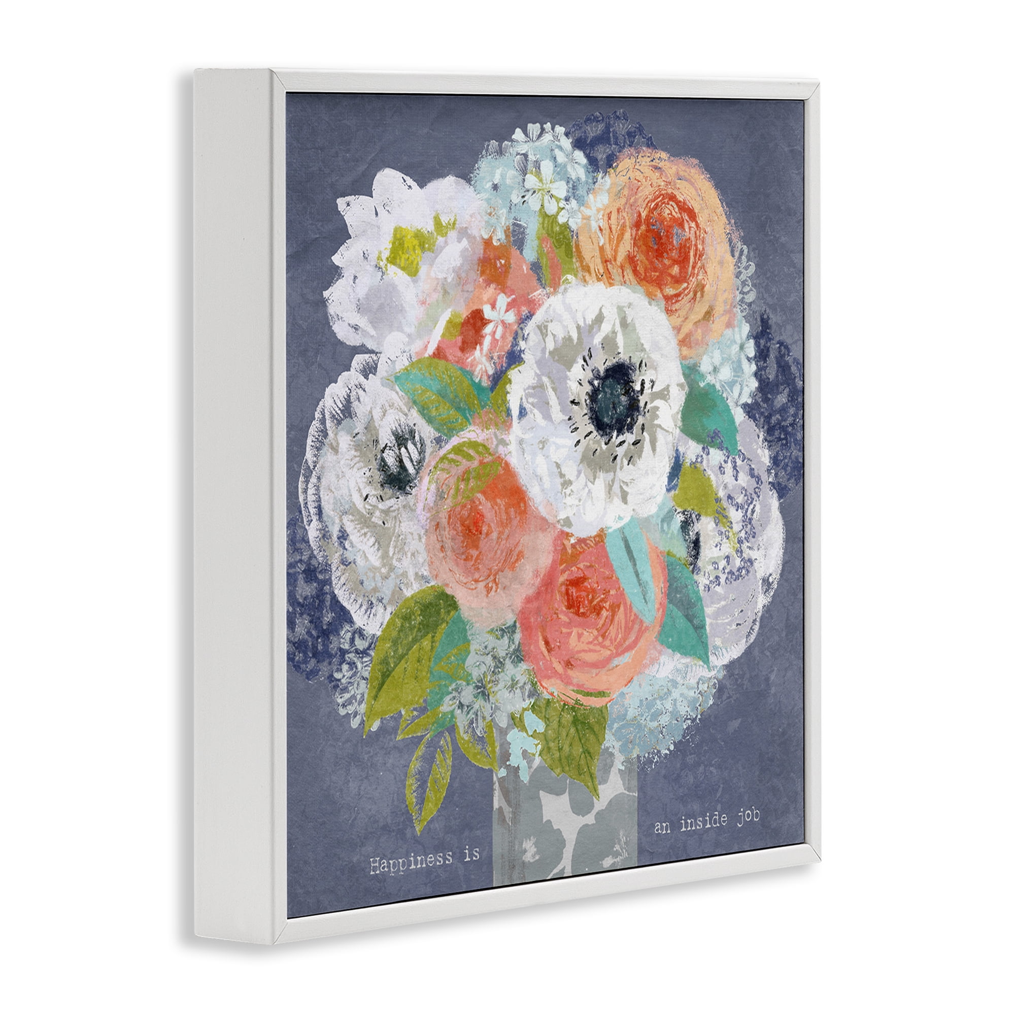 Stupell Industries Happiness Is An Inside Job White Framed Giclee Art, design by Suzanne Nicoll