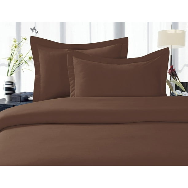 Elegant Comfort Bed Sheets King Brown Solid Print 1800