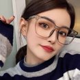 thumbnail image 4 of Large Square Frame Anti-Blue Light Glasses Fashion Retro Men Women Computer Gaming Eye Protection Classic Plain Glass Spectacles White, 4 of 6