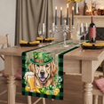 thumbnail image 2 of Table Runners 90 Inches Long Dress Scarves, St Patricks Day Farmhouse Coffee/Dining/Kitchen Table Runner for Living Room, Watercolor Dogs Green Shamrock Wood Grain 13x90 Inch, 2 of 9