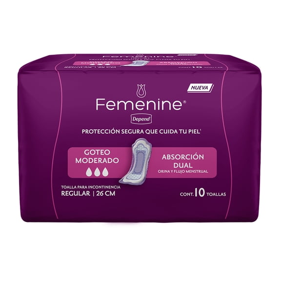 Toalla para Incontinencia Depend Femenine Regular 10 Piezas