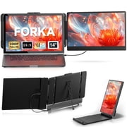 FORKA Portable Laptop Screen Extender - 14" Triple IPS FHD 1080P Monitor, HDMI/USB-A/Type-C, Compatible with Windows & Mac for Travel, Gaming, Work (Max Length: 15.74")