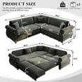 thumbnail image 2 of FFH 88.2" Sectional Sofa with Pull Out Bed, Convertible Sleeper Sofa, 5 Seater Chenille Couch for Living Room, Dark Gray, 2 of 12
