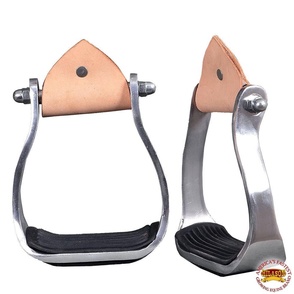 Horse Western Saddle Stirrup Aluminium Rubber Pad Pair 3 Neck 3 Hilason
