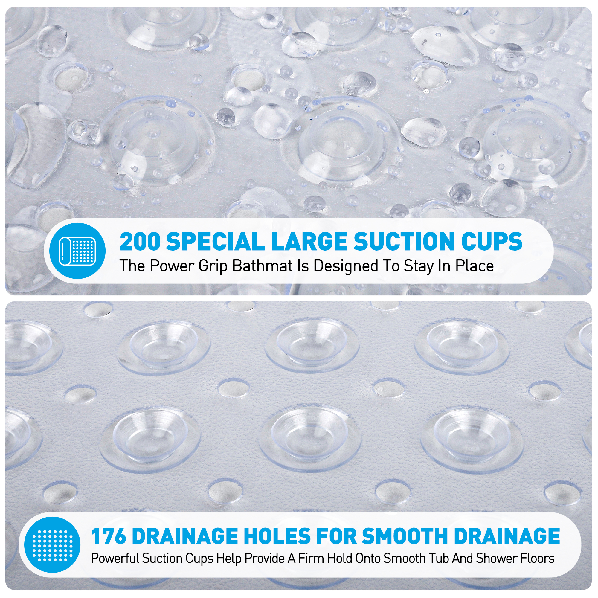 GPED Non-Slip Bathtub Mat, 39 x 16 Inches, Clear photo 2