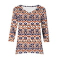 thumbnail image 7 of wdsxpo Women's 3/4 Sleeve Shirts Trendy Printed Lightweight V Neck High-Low Hem Tunic Shirts Casual Fall Fashion Blouses Outfits, 7 of 7