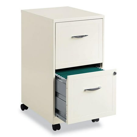 Hirsh Industries 19634 18 in. Vertical Mobile File Cabinet 2 Letter-Size File Drawers Pearl White