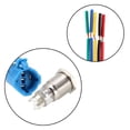 thumbnail image 2 of Interruptor de botón pulsador de metal momentáneo Uxcell de 16 mm de montaje 1NC NO COM 12V LED verde con enchufe de socket, 2 of 5