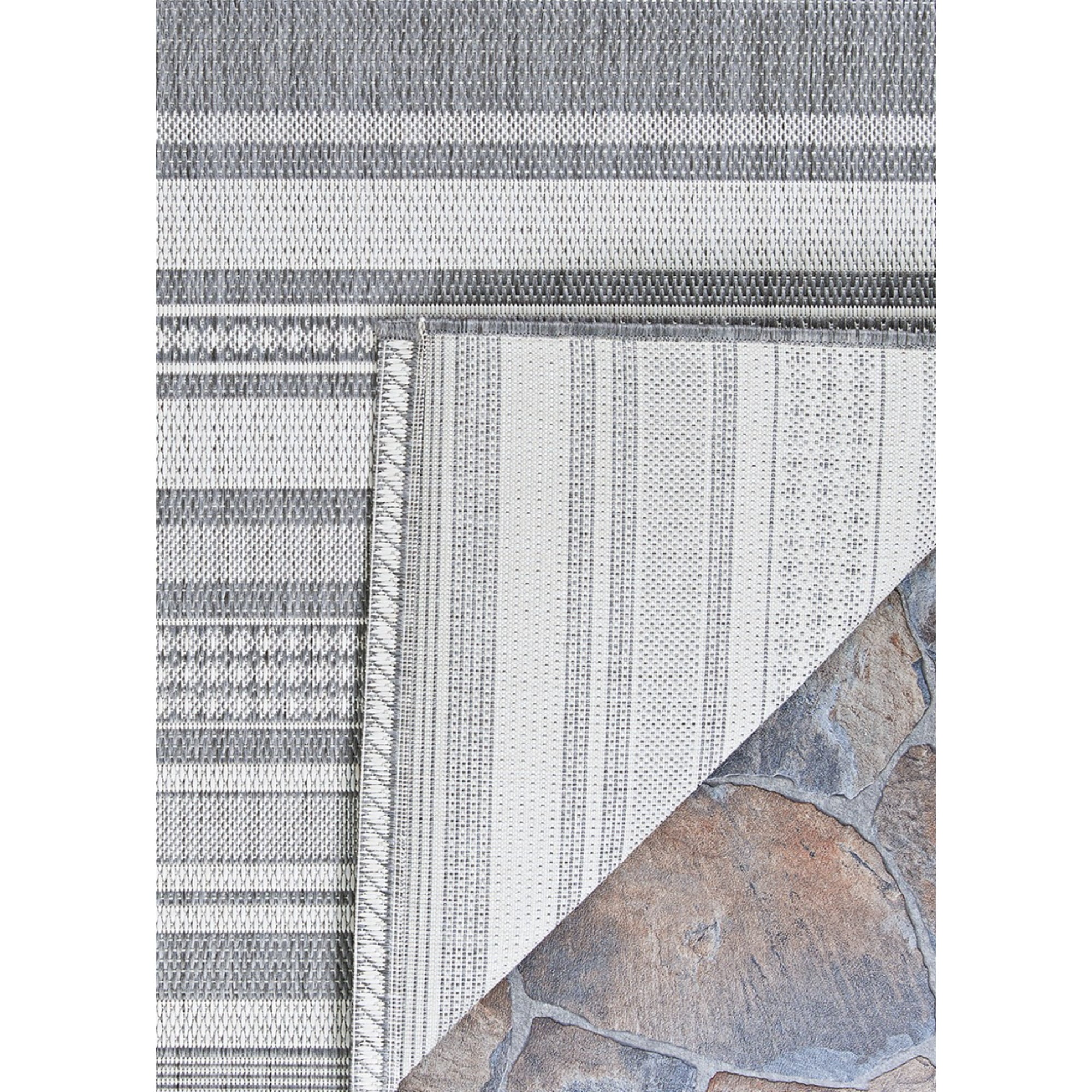 Couristan 2.25' x 11.75' Striped Indoor Outdoor Area Throw Rug Runner - Gray