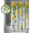 thumbnail image 3 of Shower Curtain, Watercolor Lemon Eucalyptus Leaf Waterproof Shower Curtain Set with Hooks for Bathroom Showers,Stalls and Bathtubs,60x72In Farm Fruit on Gray Plaid, 3 of 9