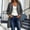Dark Gray, variant on Women's Mid Length Zip Up Hooded Cardigan, Long Loose Fit Fleece Duster Coat with Side Pockets Black L