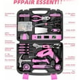 thumbnail image 2 of 147 Pcs Pink Tool Kit with 12V Cordless Drill with 3/8" Keyless Chuck for Women, Home, Men, Built-in LED, Type-C Charge Cable, 2 of 10