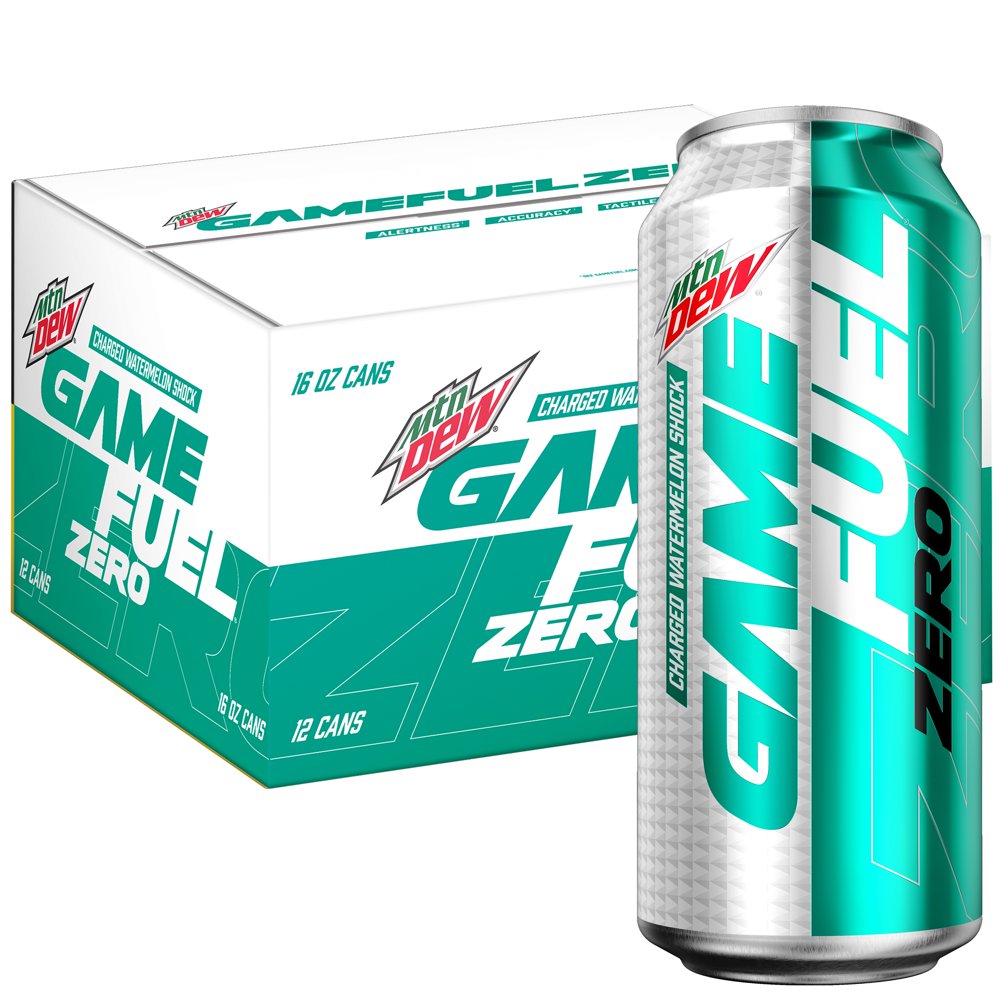 MTN DEW GAME FUEL ZERO, Charged Watermelon Shock, 16 oz Cans, 12 Count