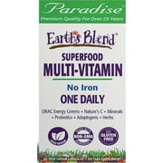Paradise Earth's Blend Multivitamin, No Iron, One Daily Superfood, Adaptogens, Probiotics, Immune Boosting, 60 Vegetarian Capsules