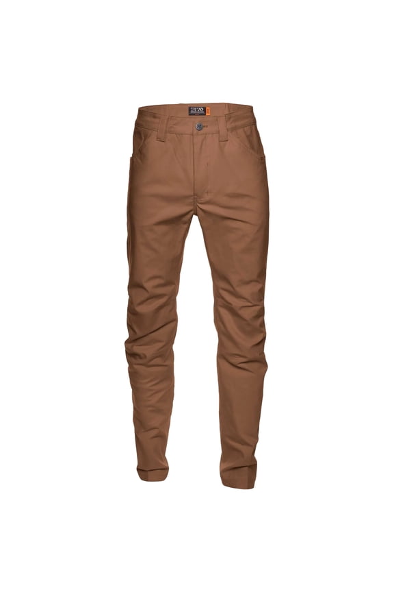 Men's Gravel Pant, Rust Color, Durable Outdoor Pants with Multiple Pockets and Articulated Fit (MBGRPRS)