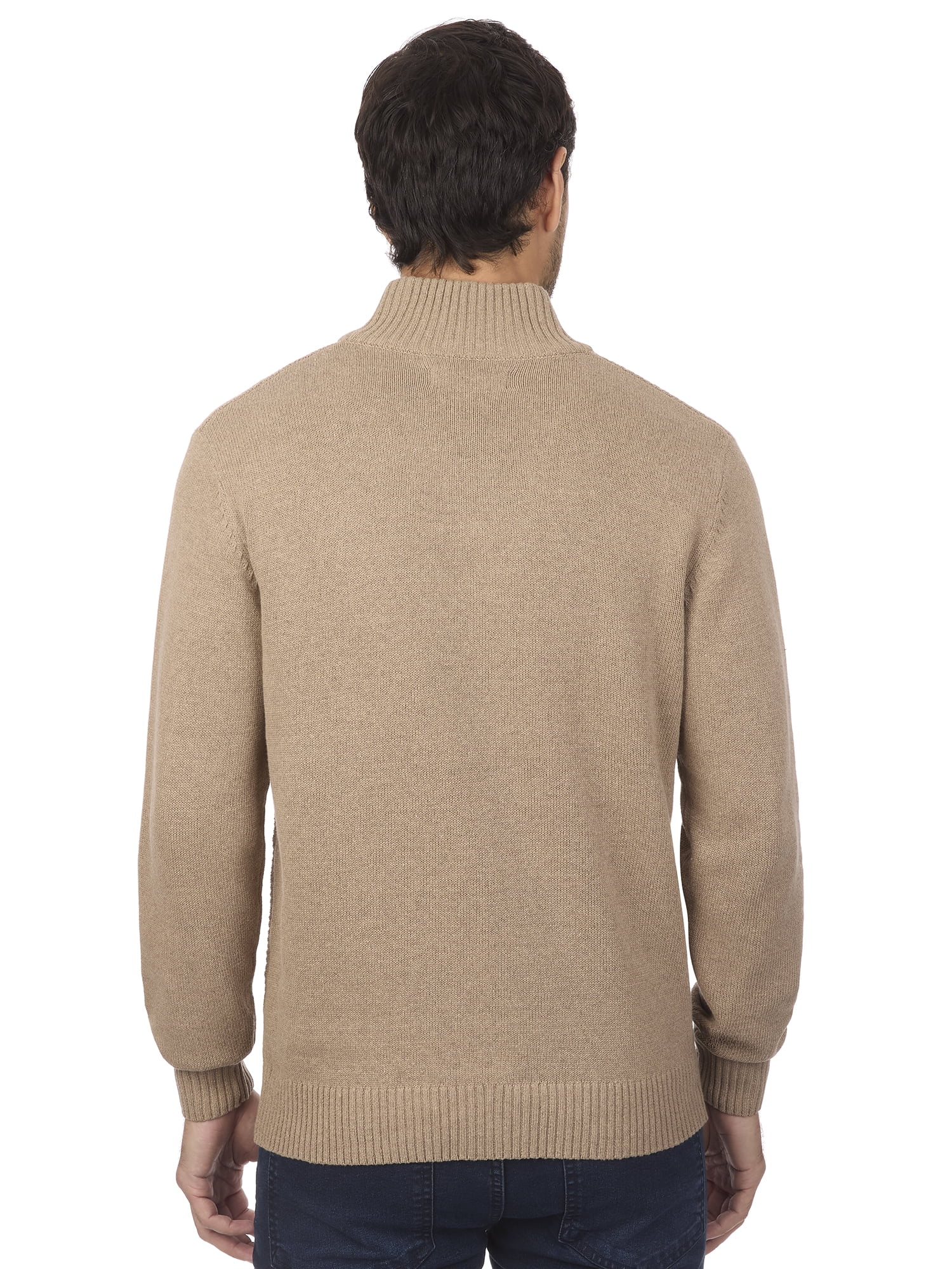 U.S. Polo Assn Men's Textured Striped Quarter Zip Sweater
