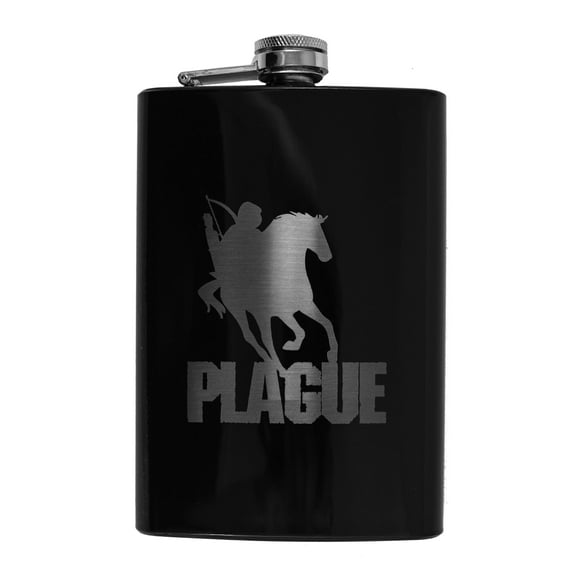 8oz BLACK Plague Four Horsemen of the Apocalypse Flask L1