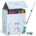 thumbnail image 1 of 100 Color Watercolor Brush Pens, Ohuhu Dual Tips Coloring Brush Fineliner Color Pens, Water Based Art Marker for Calligraphy Drawing Sketching Coloring Book Bullet Journal Art Project,, 1 of 9