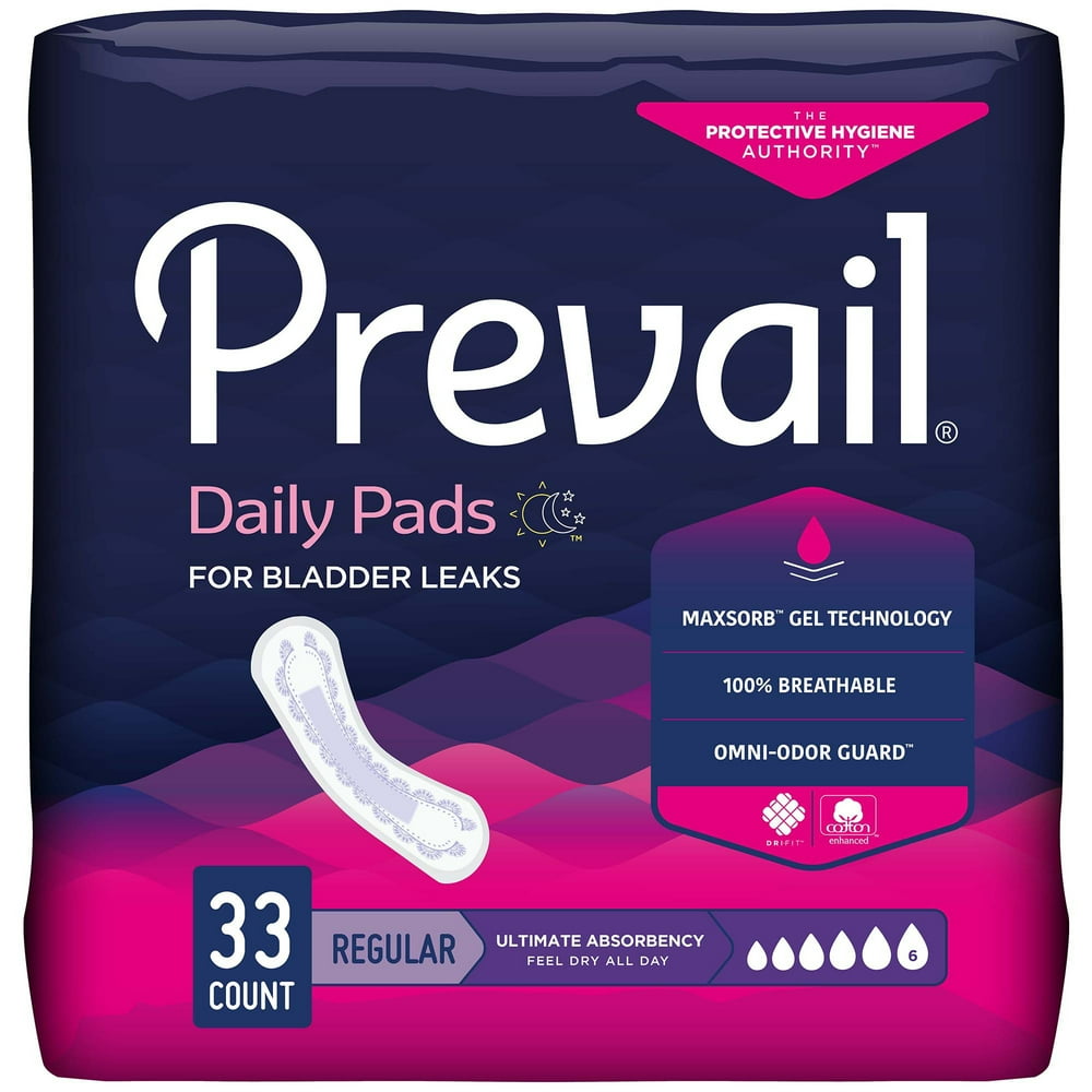Prevail Daily Pads Ultimate Female Incontinent Pad Regular Length 16" L