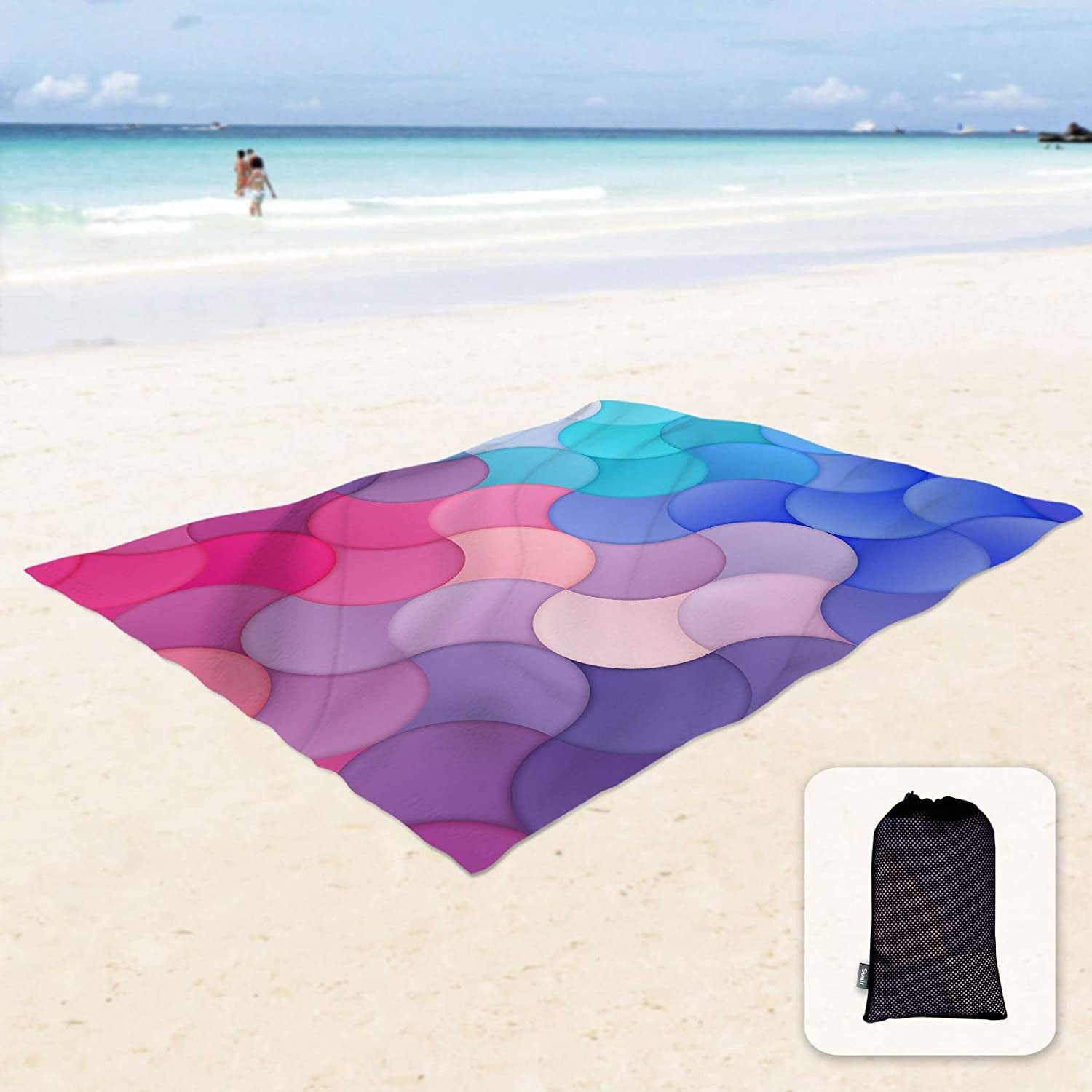 Silky Soft Sand Proof Beach Blanket Sand Proof Mat with Corner Pockets