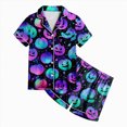 thumbnail image 4 of KPOPLK Halloween Pajamas Sets for Girls 2T-13T Short Sleeve Button Down Shirt and Elastic Waist Shorts Jammies Teen Girl 2 Piece Pjs,Size 12-13 Years, 4 of 5