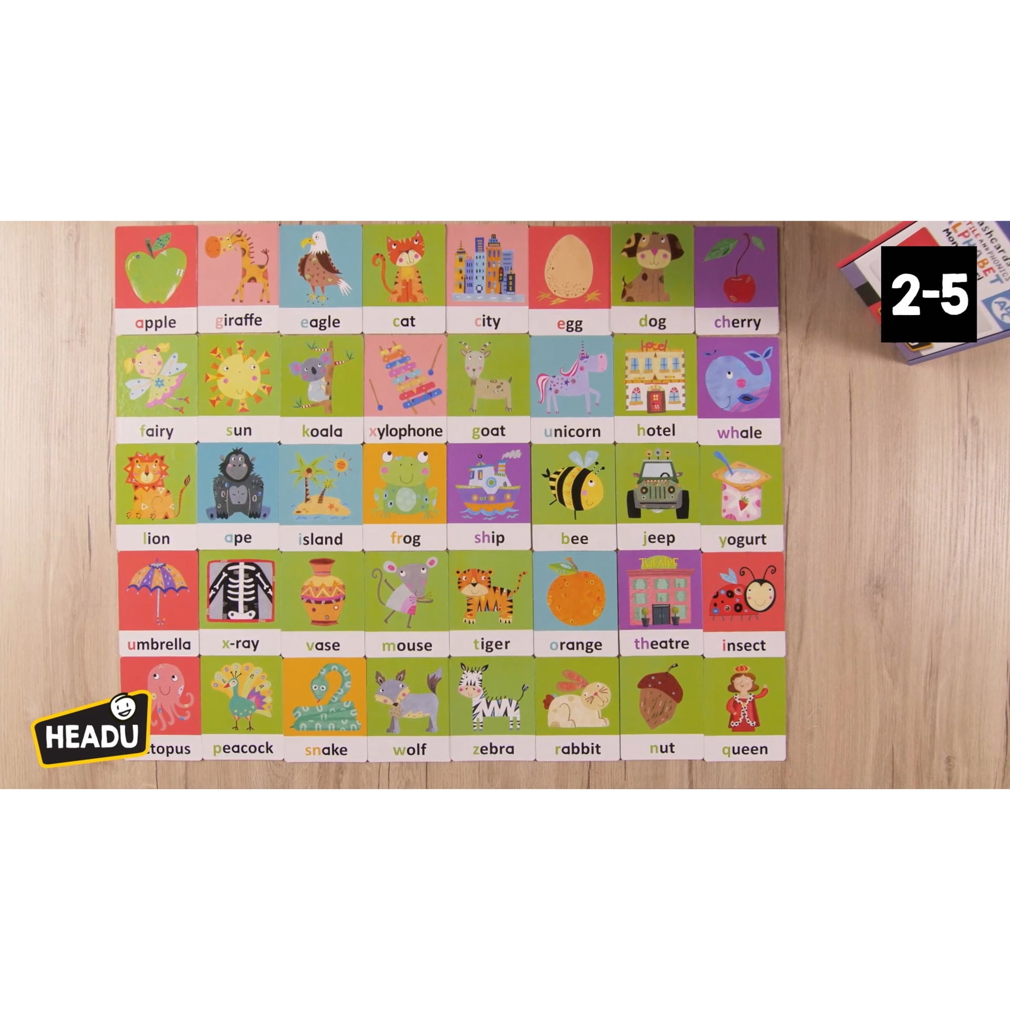 Headu: Montessori Flashcards - Tactile & Phonics Alphabet – ABC Letter Picture Cards, Sensory Preschool Learning Activity, Game Play, Toddlers 2-5