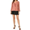 thumbnail image 2 of BLUSA CON VOLANTES PARA MUJER INSPIRE CHIC, ELEGANTE, CON ESCOTE EN V, DE MANGA LARGA, TALLA XL, ROSA OSCURO, 2 of 8