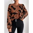 thumbnail image 5 of Long Sleeve Shirts for Women Sweaters Fall Outfits Color Block Winter Clothing Dressy Casual Soft Light Brown M, 5 of 8