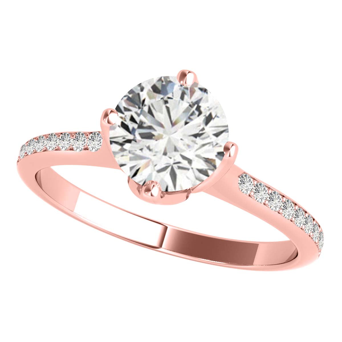 Diamond Engagement Ring For Women 0.65 Carat Round Shape White Diamond  Prong Setting 21 Stone Engagement Ring In 14K Solid Rose, White & Yellow  Gold