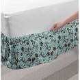 thumbnail image 2 of Floral Bed Skirt, Rhythmic Curlicue Flowers Leaves Classic Print with Shadows Silhouettes, Elastic Bedskirt Dust Ruffle Wrap Around for Bedding Decor, 4 Sizes, Pale Seafoam and Brown, by Ambesonne, 2 of 2