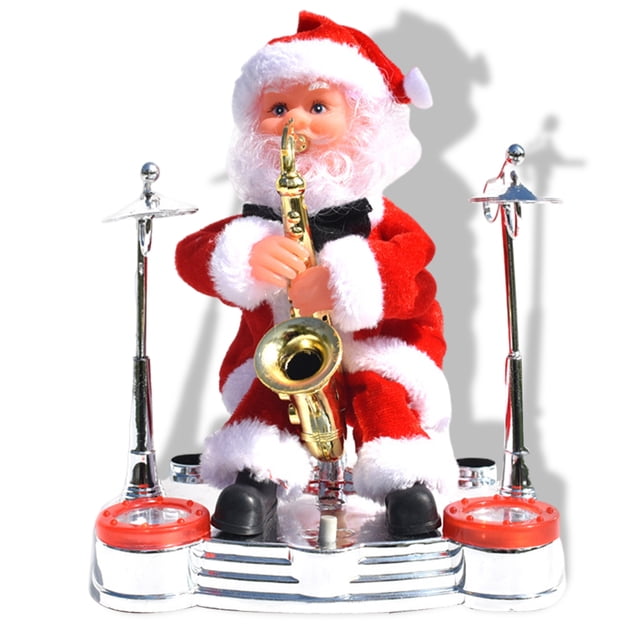 Muñeco de Navidad Papá Noel Instrumento Tocando Decoración Sacudiendo la cabeza Cantando Adorno con pilas, Tipo 4 seitruly HA008653-04B