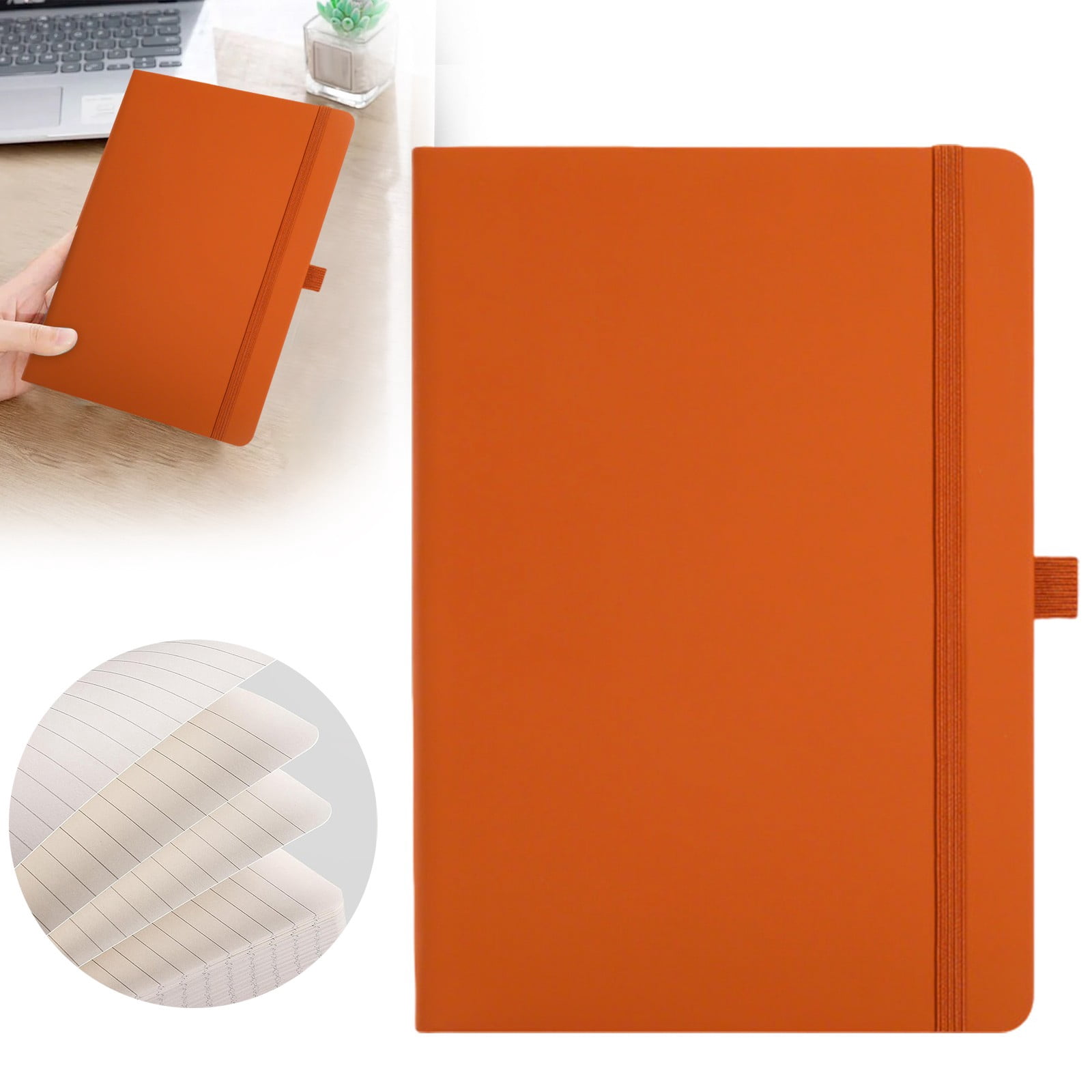 VKLU 1PC Brown A5 Ruled Notebook with Hardcover, Professional 120GSM Thick Paper Journal, 180° Lay-Flat Writing Pad