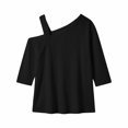 thumbnail image 3 of Warop Women's 3/4 Sleeve Tunic Top Casual Asymmetric Cold Shoulder Blouse Stylish Solid Shirts, 3 of 7